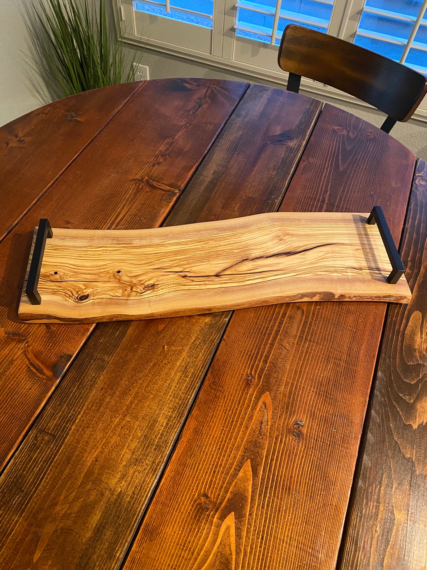 Large Charcuterie Board With Horseshoe Handles 25x8in, Custom Wood